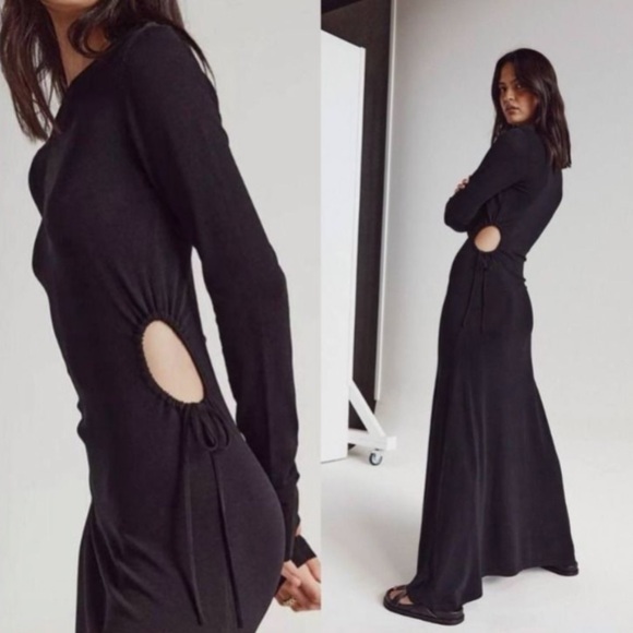 DISSH GRACE BLACK CREW CUT OUT MIDI DRESS NWT XS Long Sleeve - Picture 5 of 16